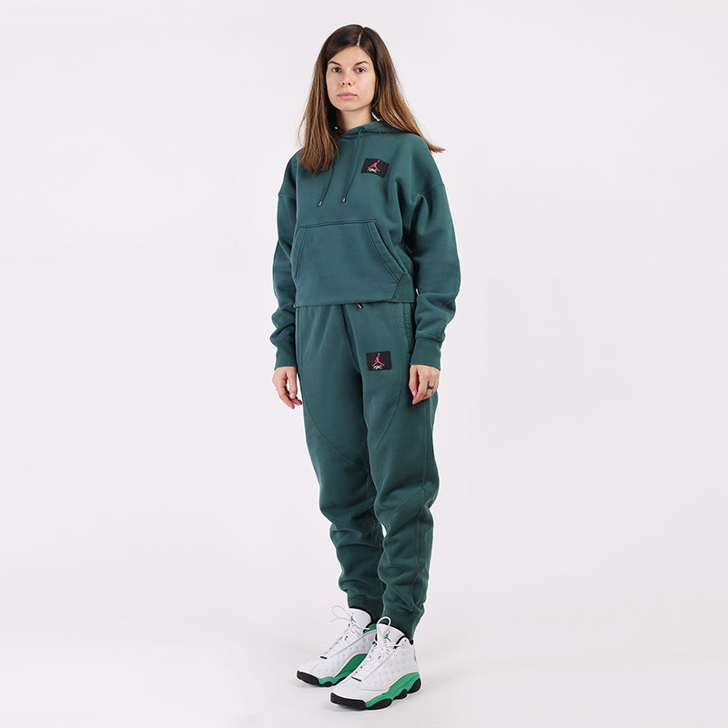 женские зеленые брюки Jordan Flight Fleece CV7795-300 - цена, описание, фото 6